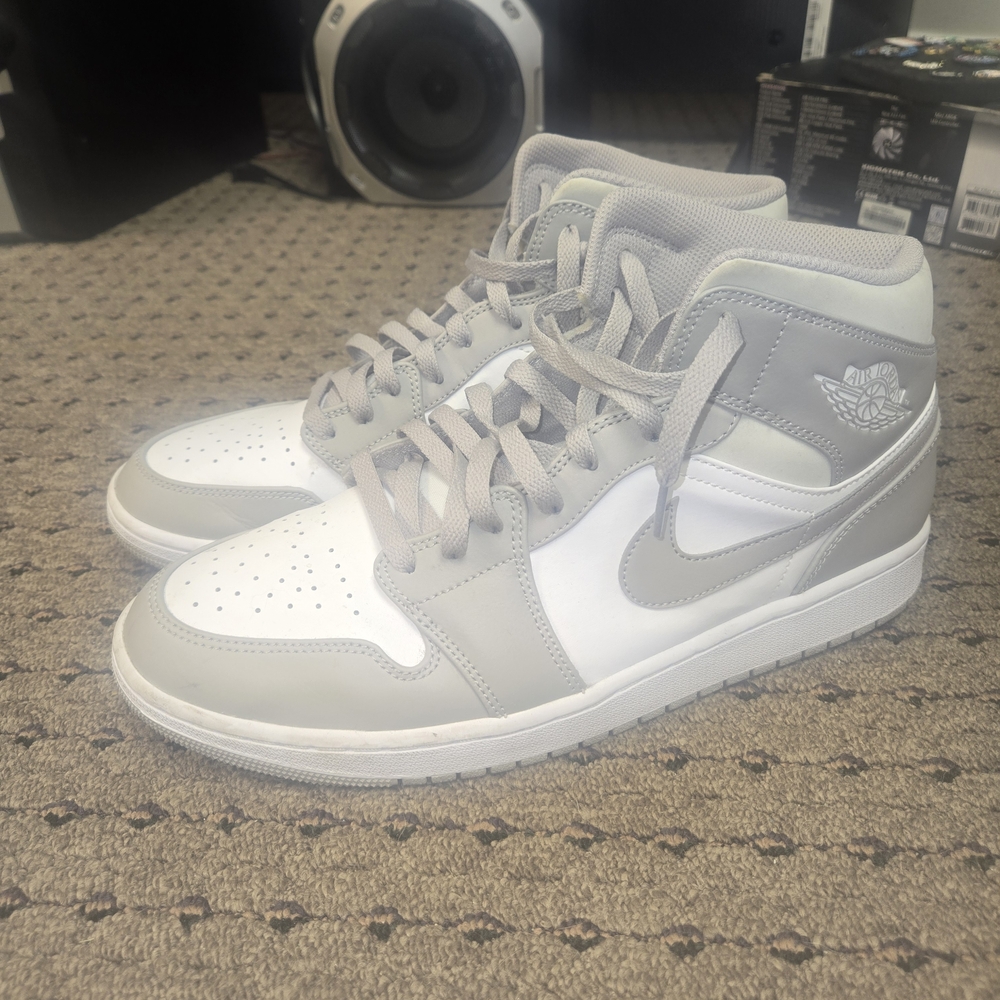 Jordan Gray and White High-Top Sneakers